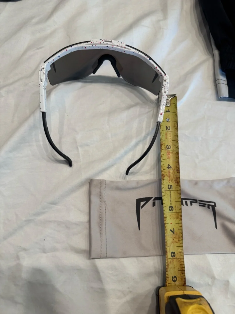 Pit Viper The 2000s Sunglasses Blue Mirror White Splatter Shield + Pouch
